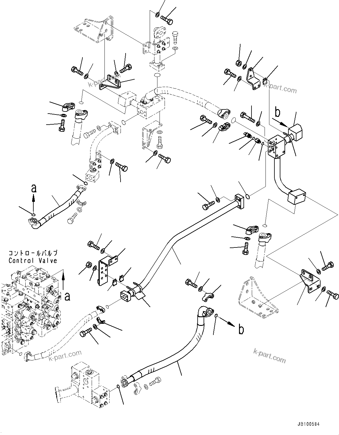 Komatsu parts book diagram for WA800-8E0 S/N 84001-UP: HYDRAULIC PIPING, LIFT CYLINDER PIPING (4/4)(#83001-)