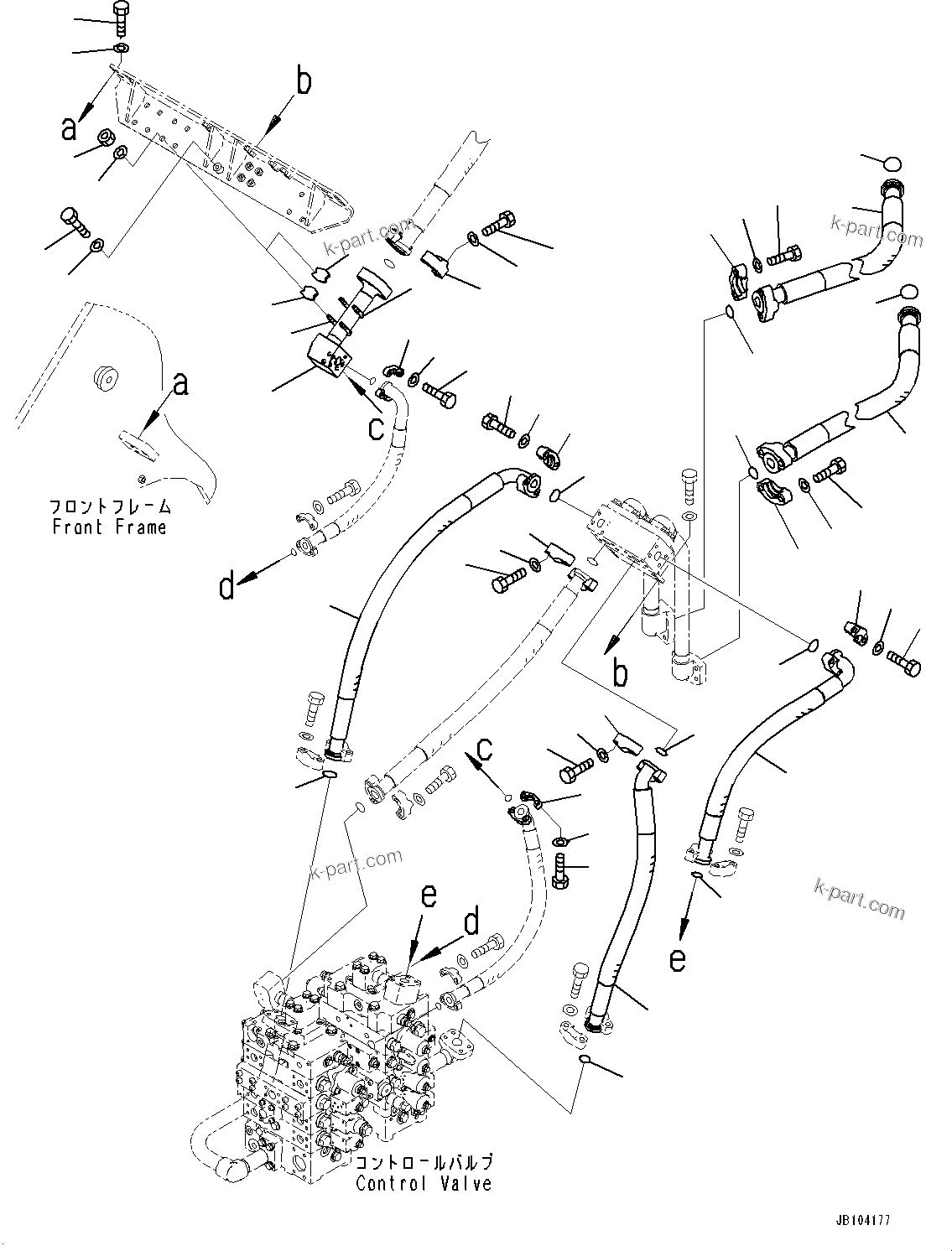 Komatsu parts book diagram for WA800-8E0 S/N 84001-UP: HYDRAULIC PIPING, TUBE (2/2)(#83001-)