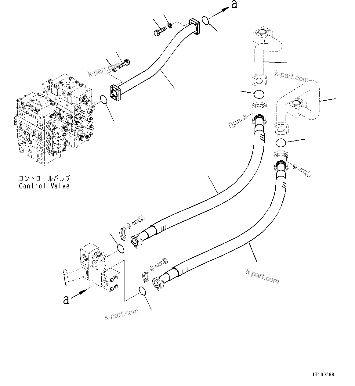 Komatsu parts book diagram for WA800-8E0 S/N 84001-UP: HYDRAULIC PIPING, RETURN PIPING (3/3)(#83001-)