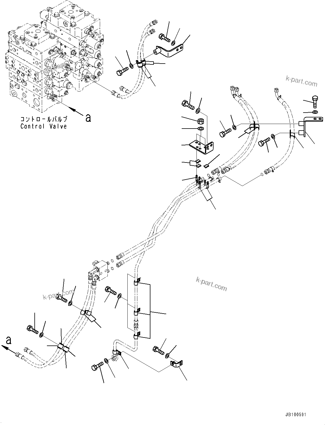 Komatsu parts book diagram for WA800-8E0 S/N 84001-UP: HYDRAULIC PIPING, MOUNTING (6/7)(#83001-)