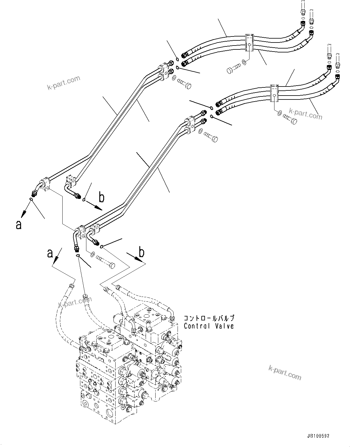 Komatsu parts book diagram for WA800-8E0 S/N 84001-UP: HYDRAULIC PIPING, PILOT PIPING (2/2)(#83001-)