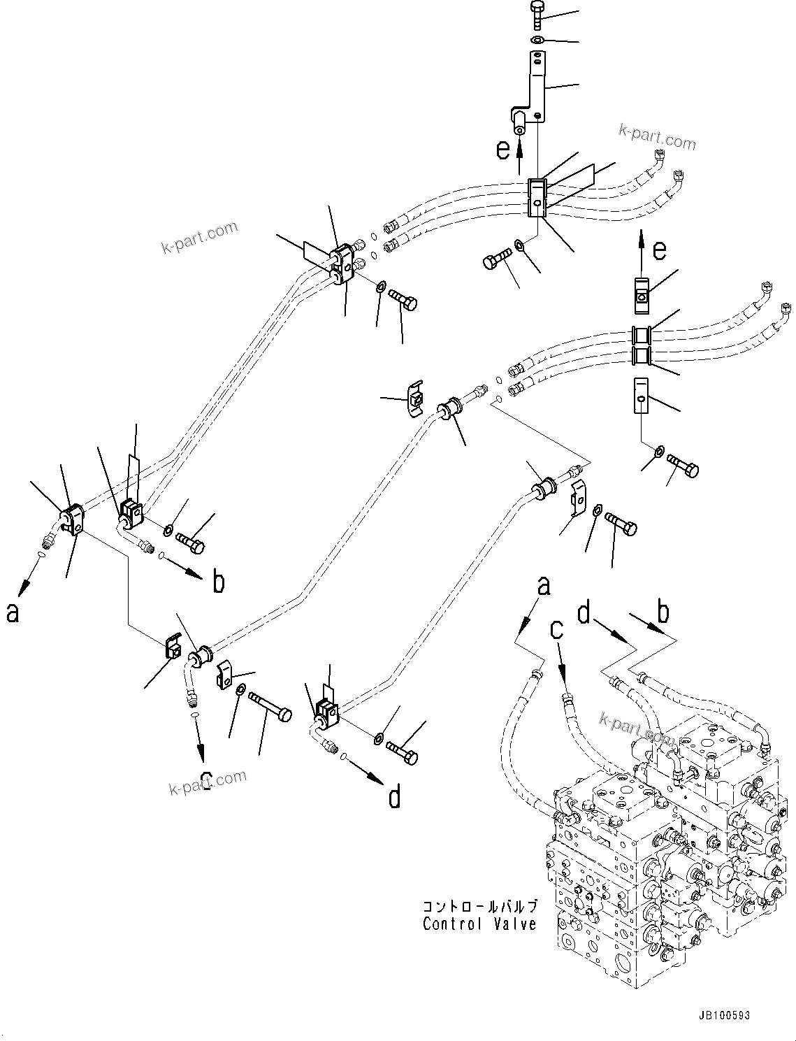 Komatsu parts book diagram for WA800-8E0 S/N 84001-UP: HYDRAULIC PIPING, MOUNTING (7/7)(#83001-)