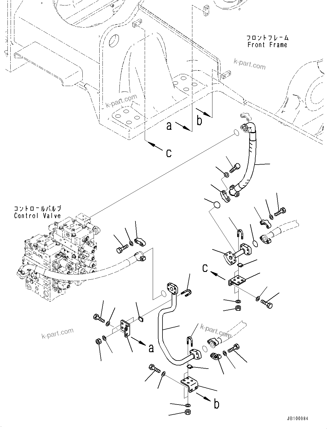 Komatsu parts book diagram for WA800-8E0 S/N 84001-UP: HYDRAULIC PIPING, ACCUMULATOR PIPING (1/2)(#83001-)