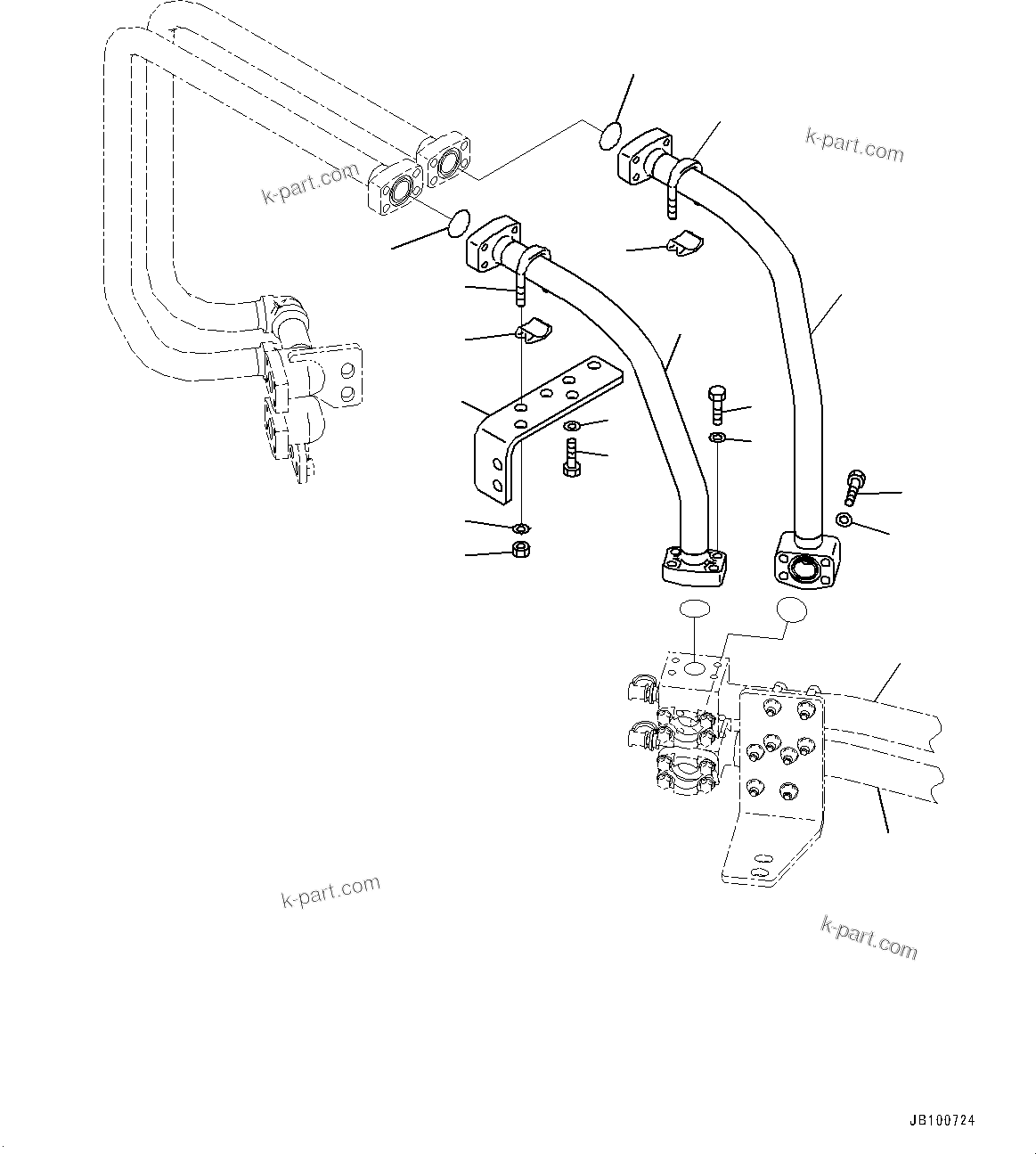 Komatsu parts book diagram for WA800-8E0 S/N 84001-UP: STEERING HYDRAULIC PIPING, STEERING COOLING PIPING(#83001-)