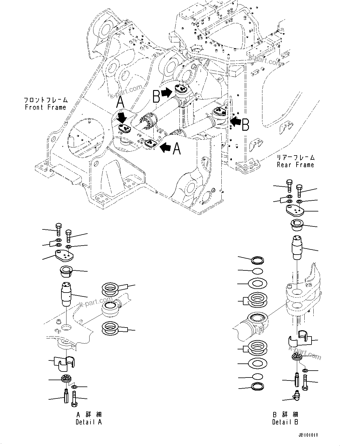Komatsu parts book diagram for WA800-8E0 S/N 84001-UP: STEERING CYLINDER, PIN(#83001-)