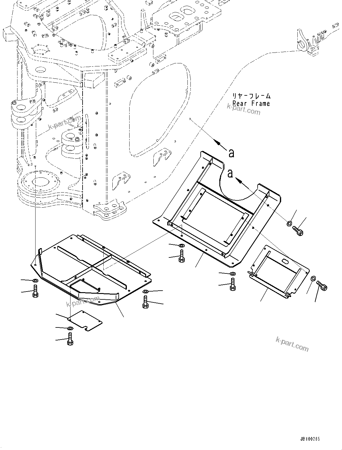 Komatsu parts book diagram for WA800-8E0 S/N 84001-UP: ARTICULATE LOCK BAR AND FRAME COVER, GUARD (2/2)(#83001-)