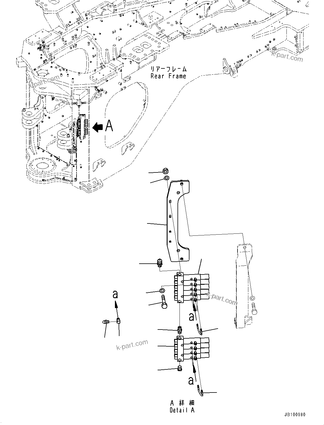 Komatsu parts book diagram for WA800-8E0 S/N 84001-UP: AUTO-GREASING SYSTEM PIPING, INJECTOR, REAR(#83001-)