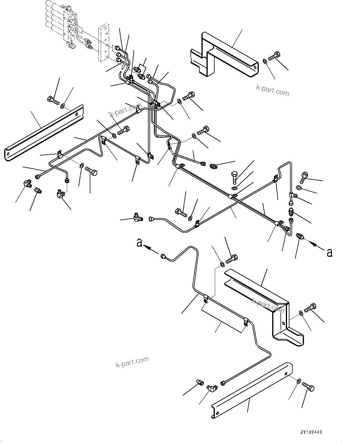 Komatsu parts book diagram for WA800-8E0 S/N 84001-UP: AUTO-GREASING SYSTEM PIPING, LOWER PIPING(#83001-)