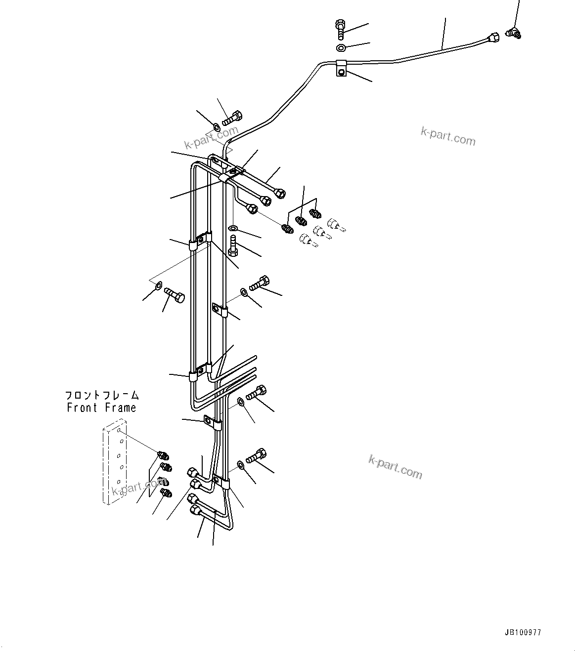 Komatsu parts book diagram for WA800-8E0 S/N 84001-UP: REMOTE GREASING SYSTEM, FRONT PIPING(#83001-)