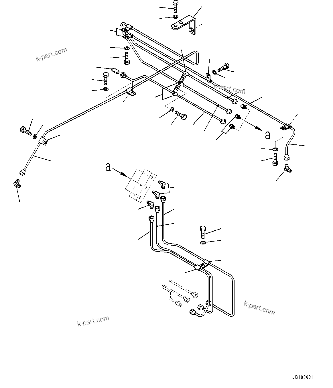 Komatsu parts book diagram for WA800-8E0 S/N 84001-UP: REMOTE GREASING SYSTEM, UPPER PIPING(#83001-)