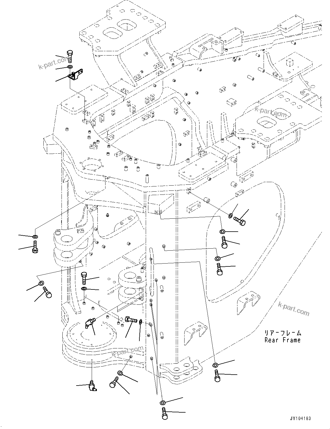 Komatsu parts book diagram for WA800-8E0 S/N 84001-UP: REMOTE GREASING SYSTEM, GREASE FITTING(#83001-)