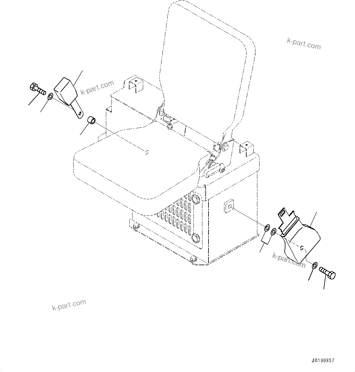 Komatsu parts book diagram for WA800-8E0 S/N 84001-UP: AUXILIARY SEAT RELATED PARTS, SEAT BELT FOR AUXILIARY SEAT (WITH SEAT BELT, 2-POINT TYPE, AUXILIARY SEAT)(#84001-)