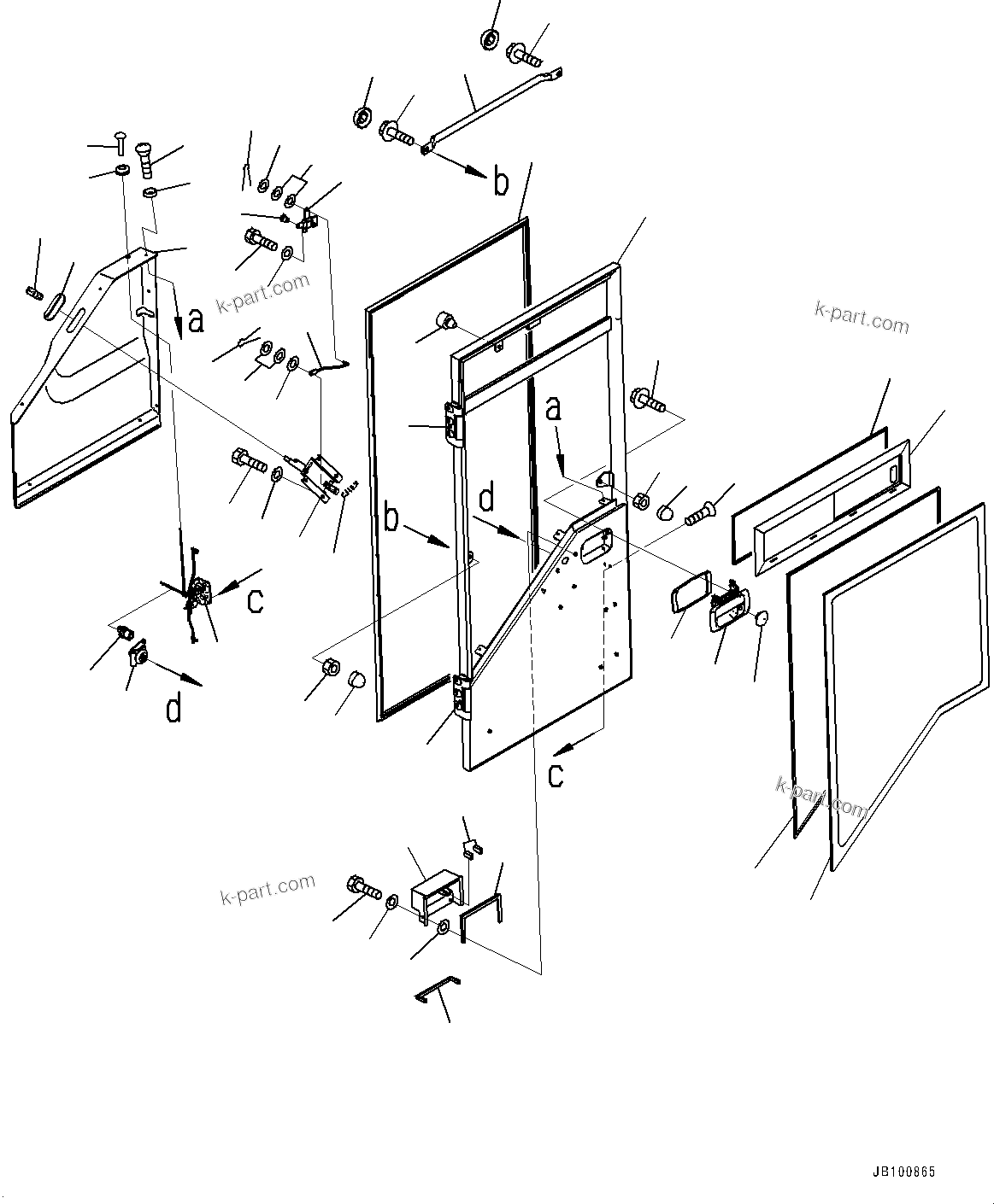 Komatsu parts book diagram for WA800-8E0 S/N 84001-UP: CAB, DOOR, L.H.(#84001-)
