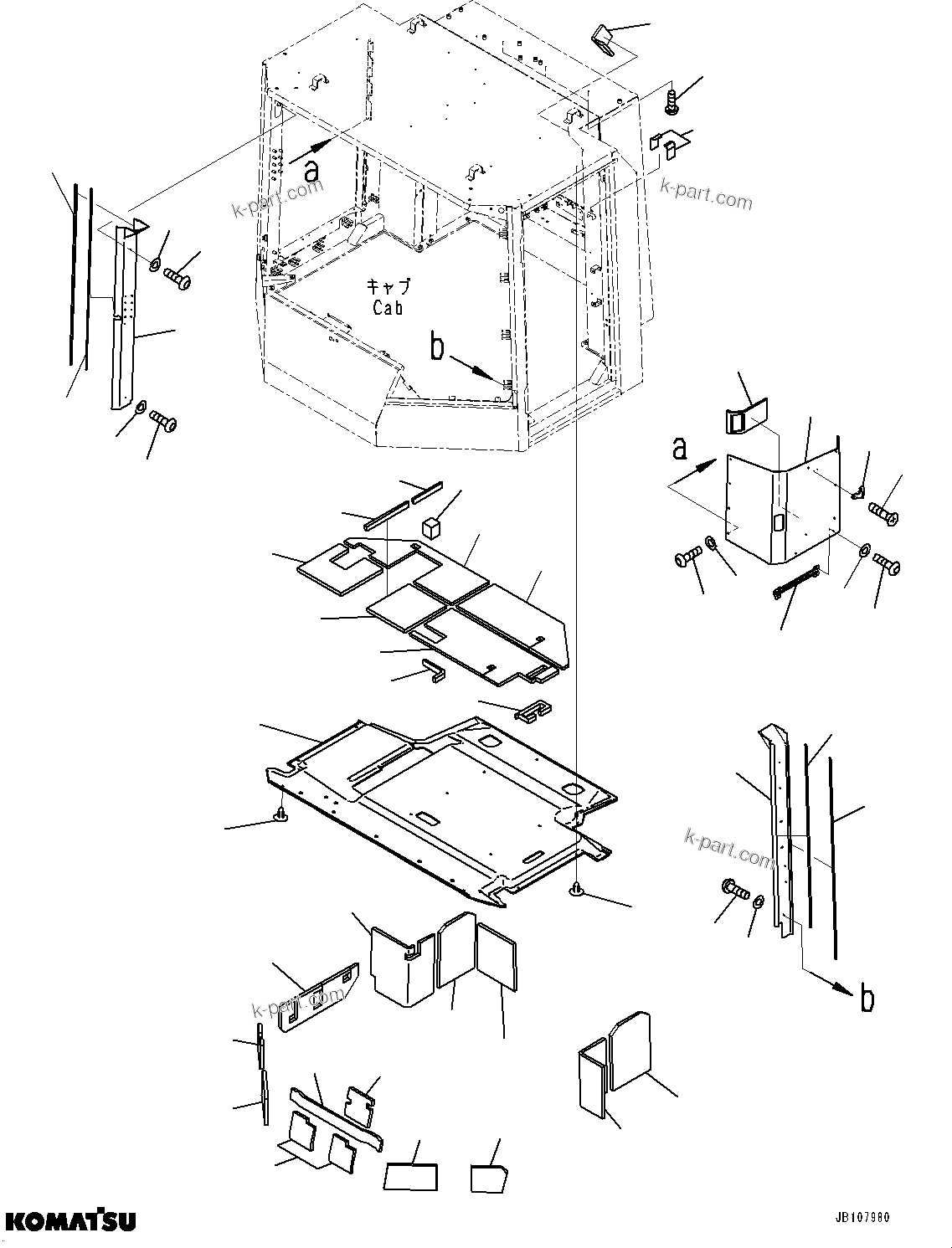 Komatsu parts book diagram for WA800-8E0 S/N 84001-UP: CAB, INTERIOR(#84001-)