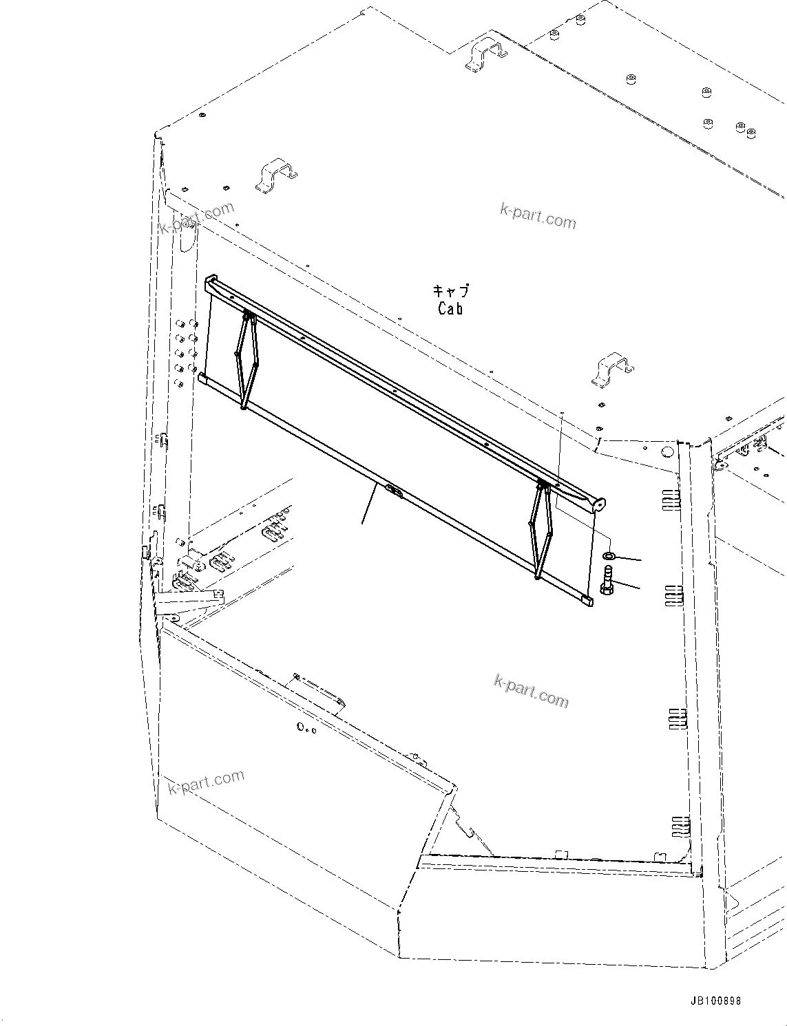 Komatsu parts book diagram for WA800-8E0 S/N 84001-UP: CAB, SUNVISOR(#84001-)