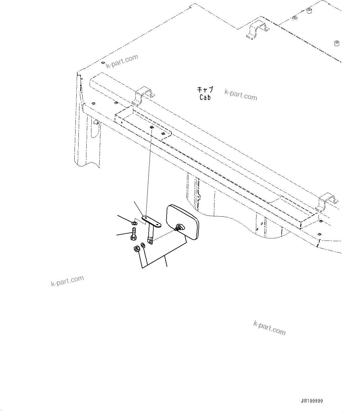 Komatsu parts book diagram for WA800-8E0 S/N 84001-UP: CAB, REARVIEW MIRROR(#84001-)