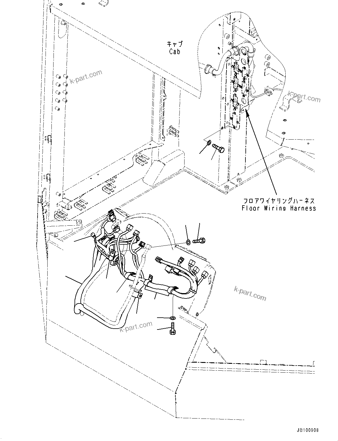 Komatsu parts book diagram for WA800-8E0 S/N 84001-UP: CAB, DASHBOARD WIRING HARNESS(#84001-)