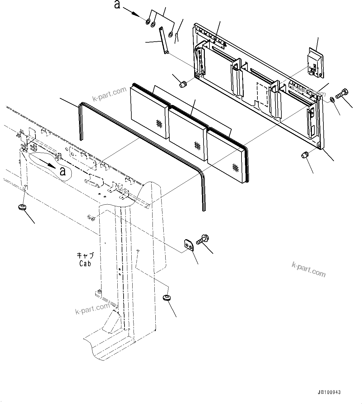 Komatsu parts book diagram for WA800-8E0 S/N 84001-UP: CAB, AIR CONDITIONER OUTSIDE COVER(#84001-)