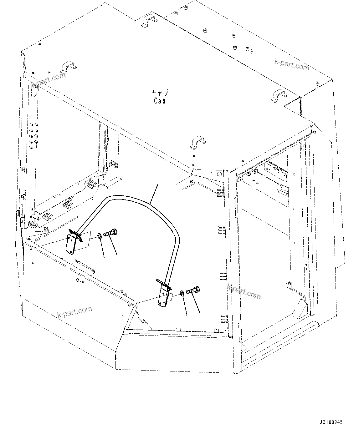Komatsu parts book diagram for WA800-8E0 S/N 84001-UP: CAB, GRIP (2/2)(#84001-)