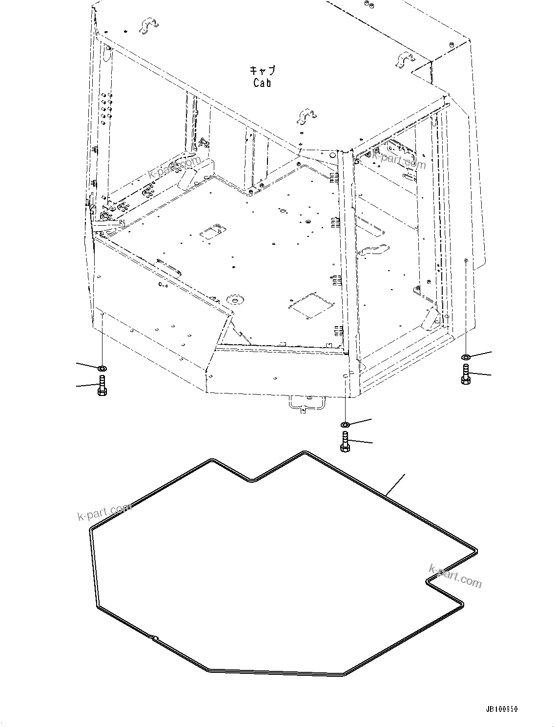 Komatsu parts book diagram for WA800-8E0 S/N 84001-UP: CAB, MOUNTING PARTS(#84001-)