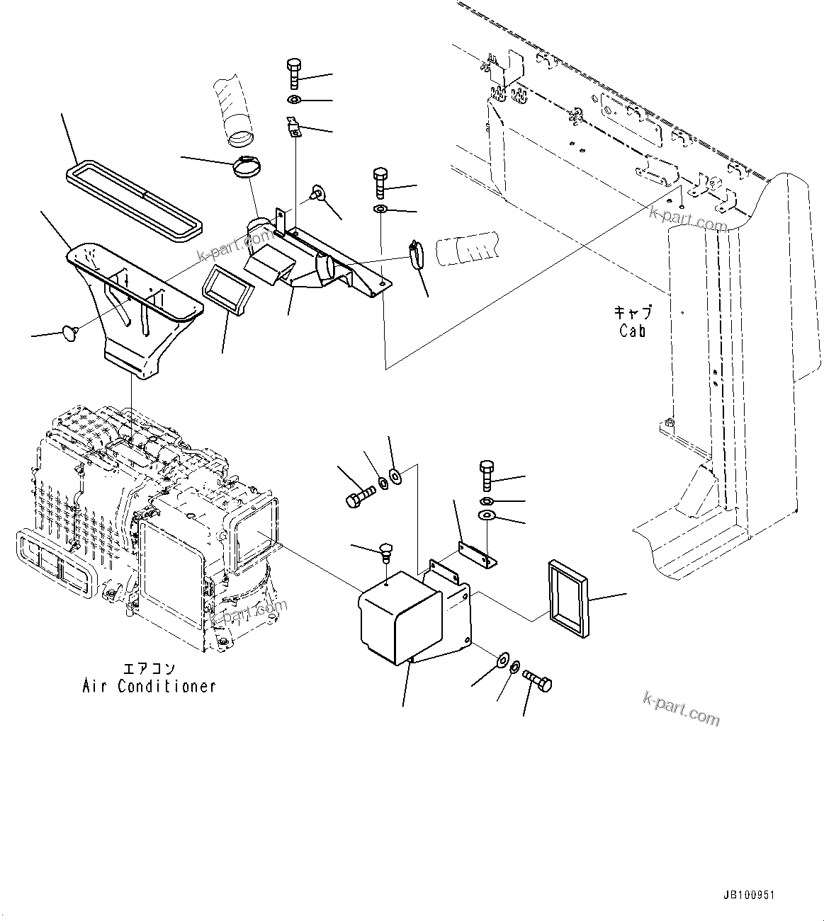 Komatsu parts book diagram for WA800-8E0 S/N 84001-UP: CAB, AIR CONDITIONER DUCT (2/2)(#84001-)