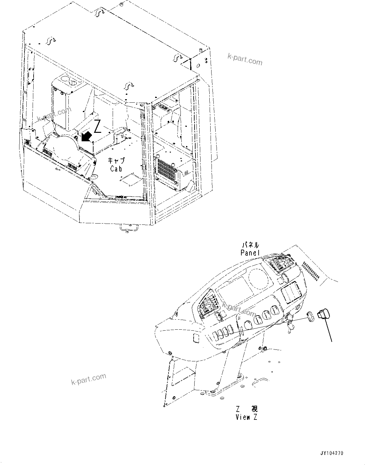 Komatsu parts book diagram for WA800-8E0 S/N 84001-UP: CAB SWITCH, PARTS FOR LESS AUTO GREASE SWITCH(#84001-)