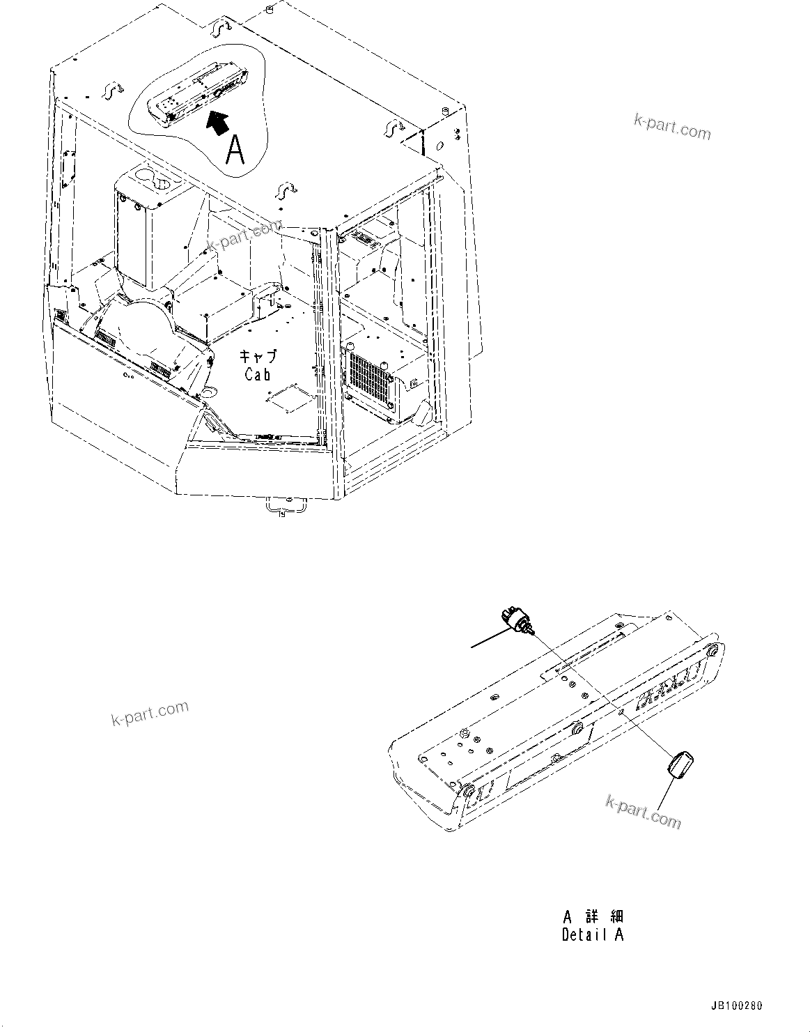 Komatsu parts book diagram for WA800-8E0 S/N 84001-UP: CAB SWITCH, WORKING LAMP SWITCH(#84001-)