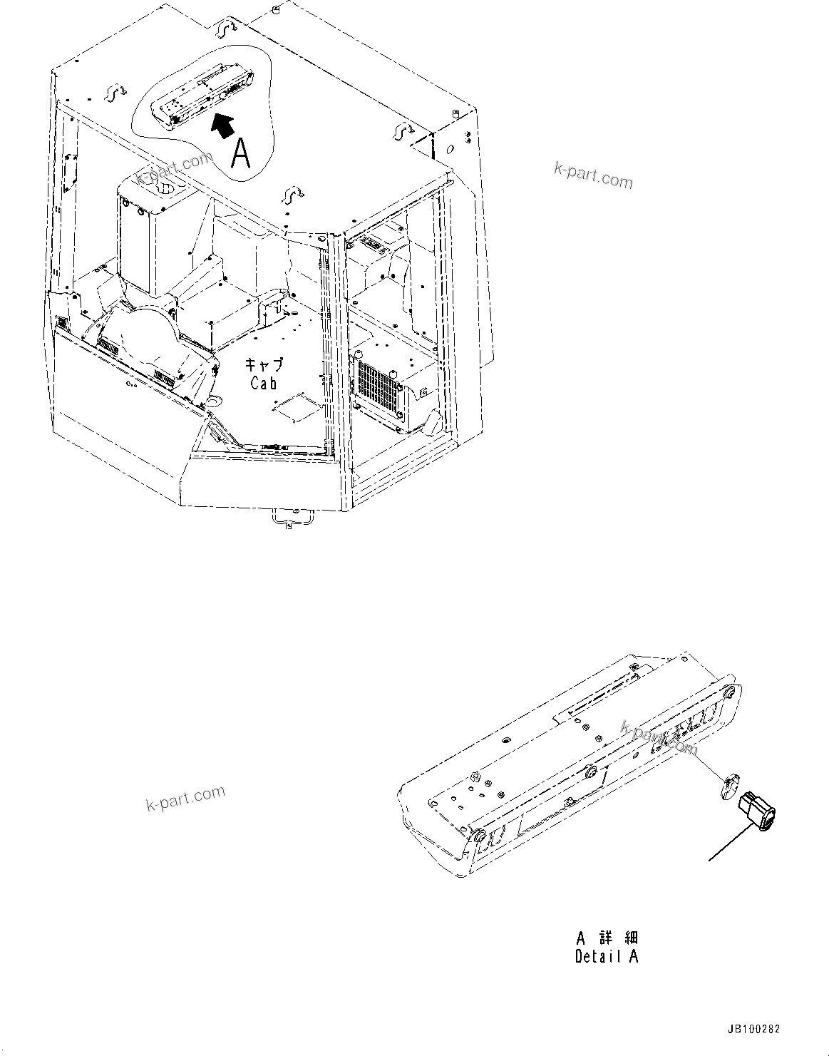 Komatsu parts book diagram for WA800-8E0 S/N 84001-UP: CAB SWITCH, STEP LAMP SWITCH (WITH AUTO-GREASING SYSTEM)(#84001-)