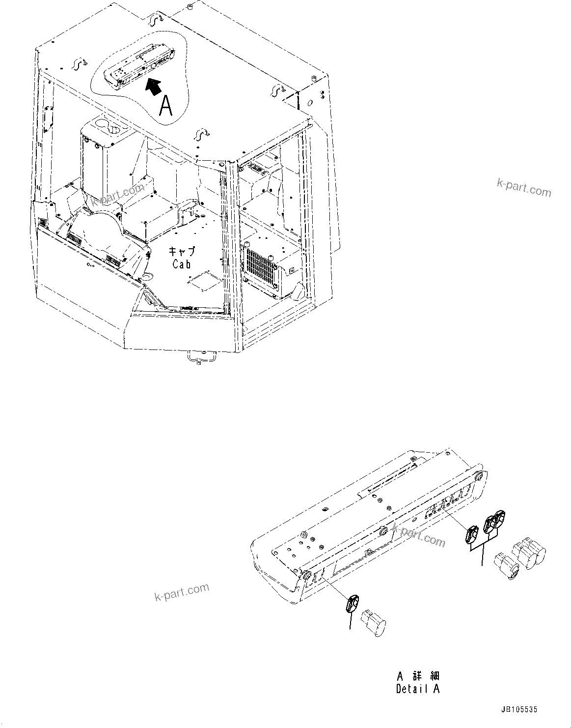 Komatsu parts book diagram for WA800-8E0 S/N 84001-UP: CAB SWITCH, SPACER (2/2)(#84001-)