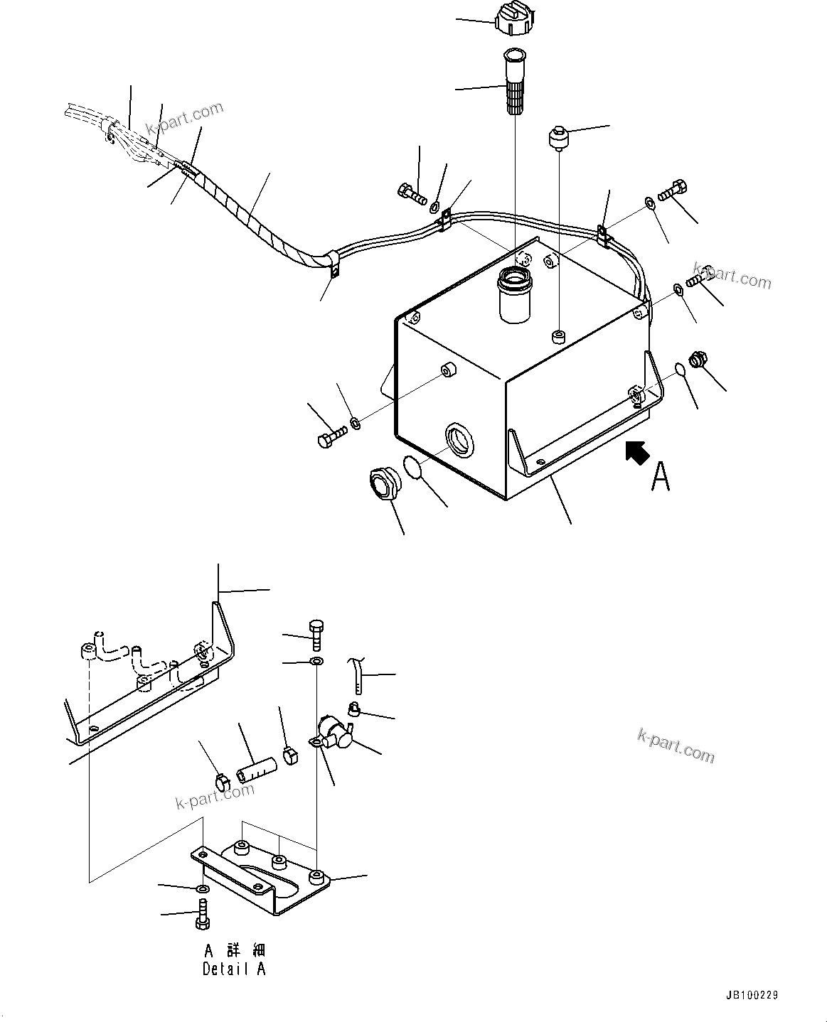 Komatsu parts book diagram for WA800-8E0 S/N 84001-UP: WINDOW WASHER, WINDOW WASHER TANK(#83001-)