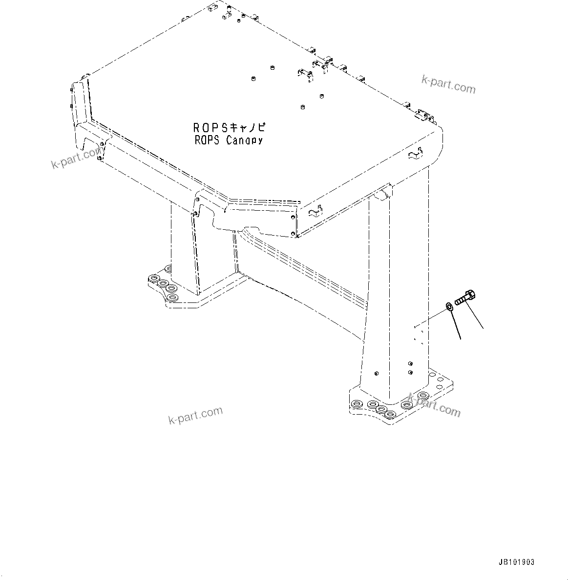 Komatsu parts book diagram for WA800-8E0 S/N 84001-UP: ROPS CANOPY, CANOPY MOUNTING (1/2)(#83001-)