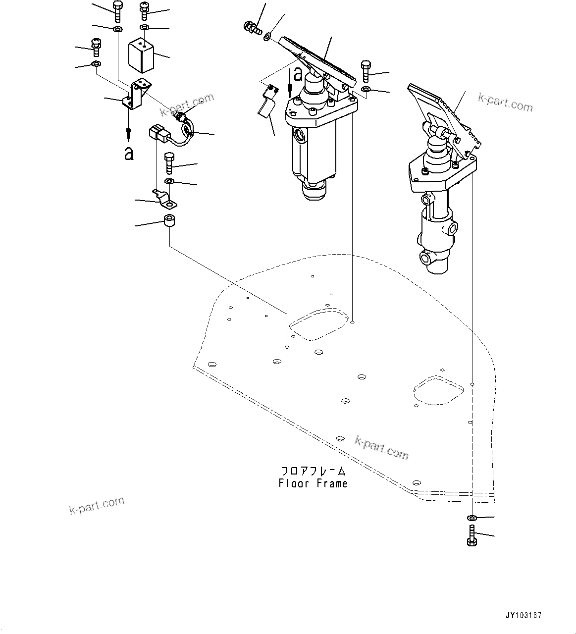 Komatsu parts book diagram for WA800-8E0 S/N 84001-UP: FLOOR, BRAKE VALVE(#84001-)