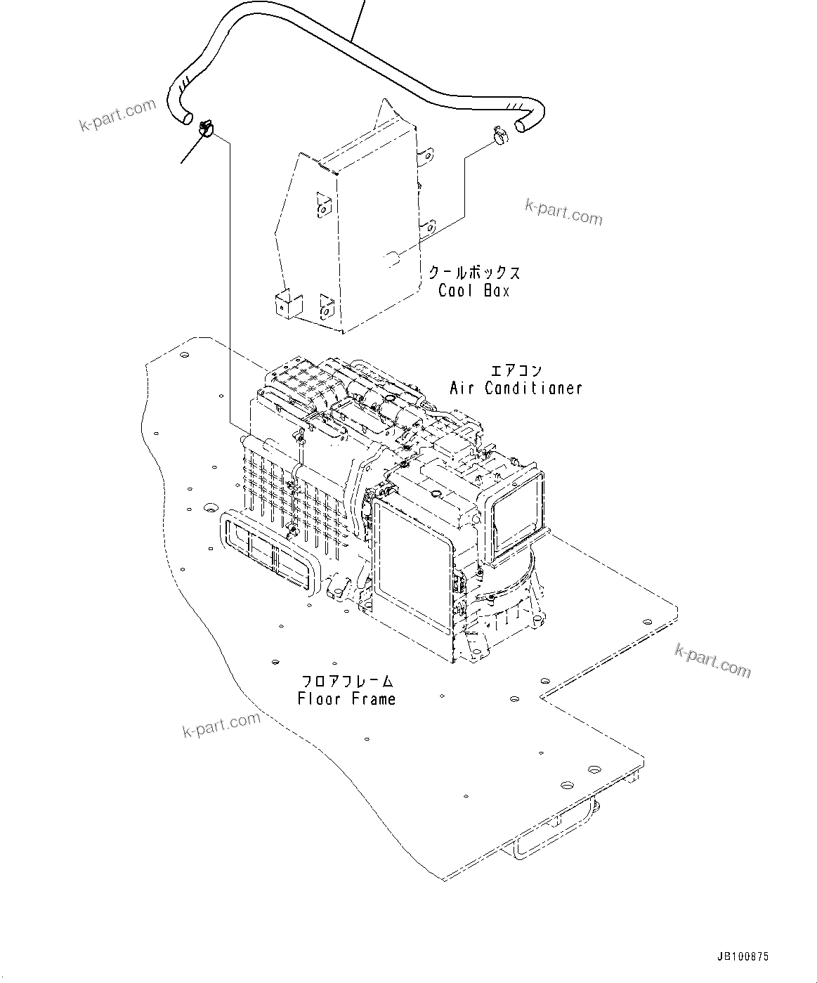 Komatsu parts book diagram for WA800-8E0 S/N 84001-UP: FLOOR, COOL BOX PIPING(#84001-)