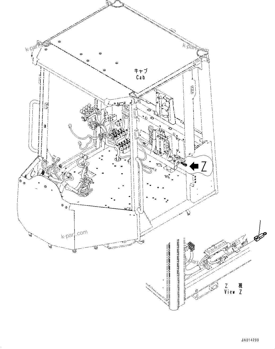 Komatsu parts book diagram for WA800-8E0 S/N 84001-UP: FLOOR, CONNECTOR(#84001-)