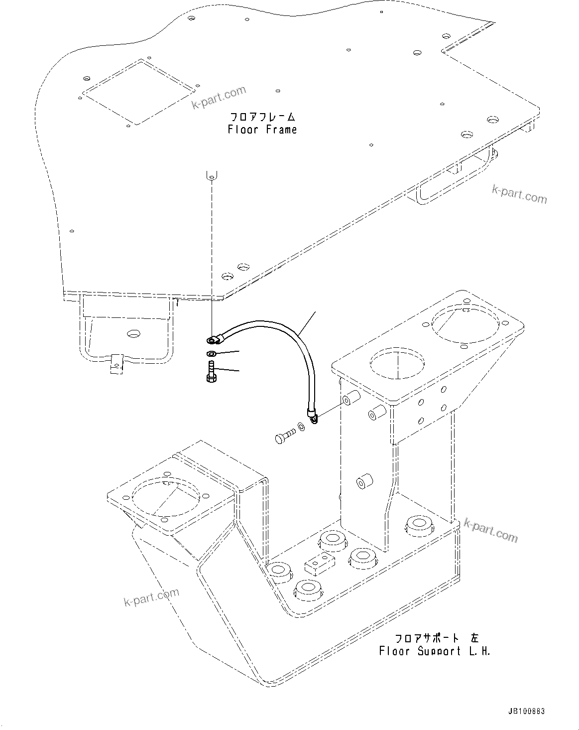Komatsu parts book diagram for WA800-8E0 S/N 84001-UP: FLOOR, GROUND CABLE(#84001-)