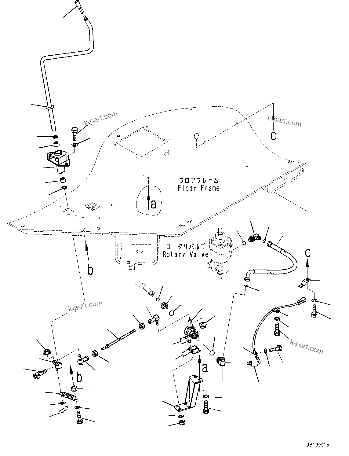 Komatsu parts book diagram for WA800-8E0 S/N 84001-UP: FLOOR, ROTARY VALVE PIPING(#84001-)