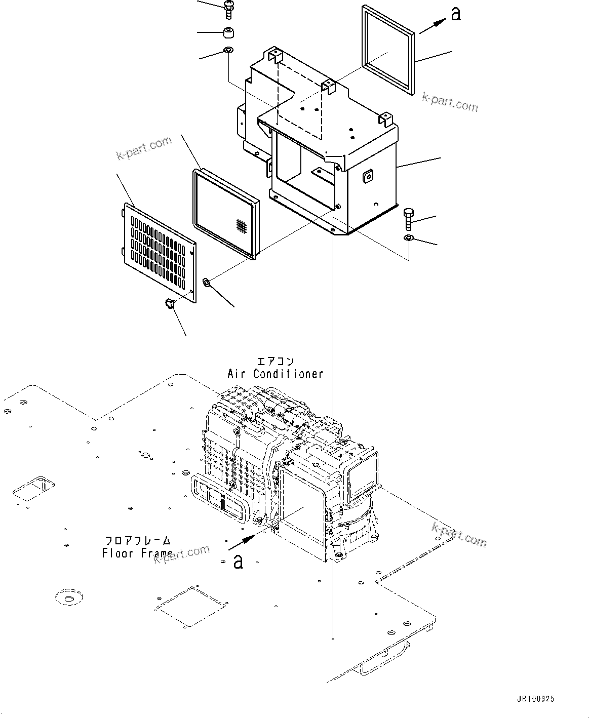 Komatsu parts book diagram for WA800-8E0 S/N 84001-UP: FLOOR, AIR CONDITIONER RECIRCULATION AIR FILTER(#84001-)