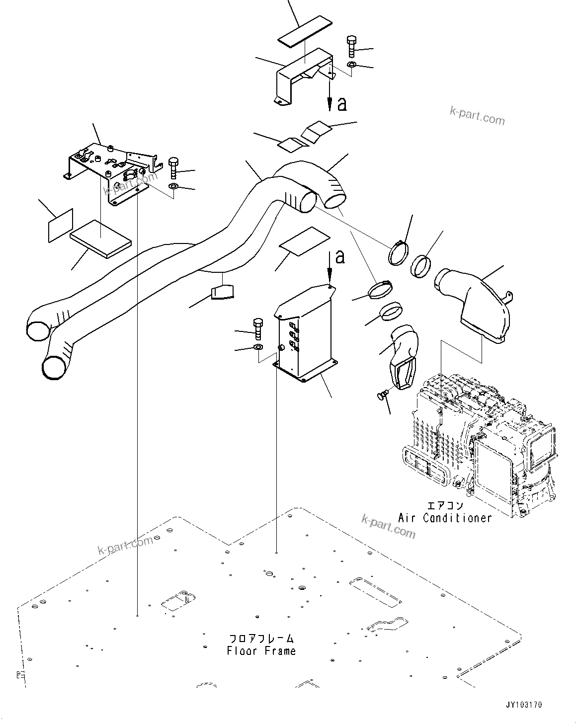 Komatsu parts book diagram for WA800-8E0 S/N 84001-UP: FLOOR, AIR CONDITIONER DUCT(#84001-)