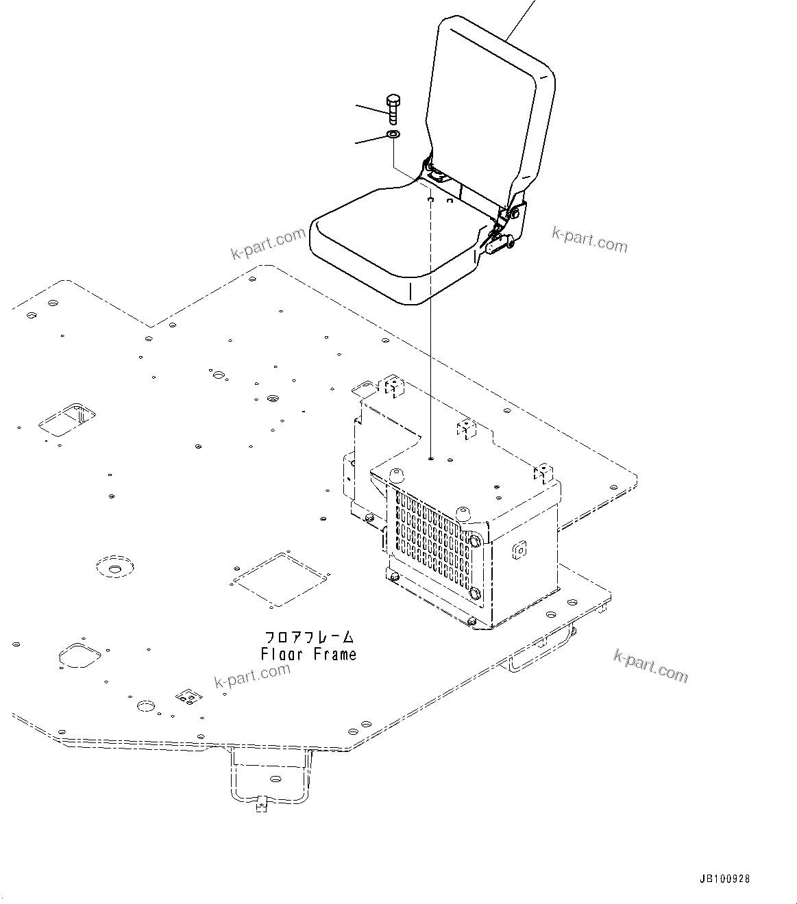 Komatsu parts book diagram for WA800-8E0 S/N 84001-UP: FLOOR, AUXILIARY SEAT(#84001-)