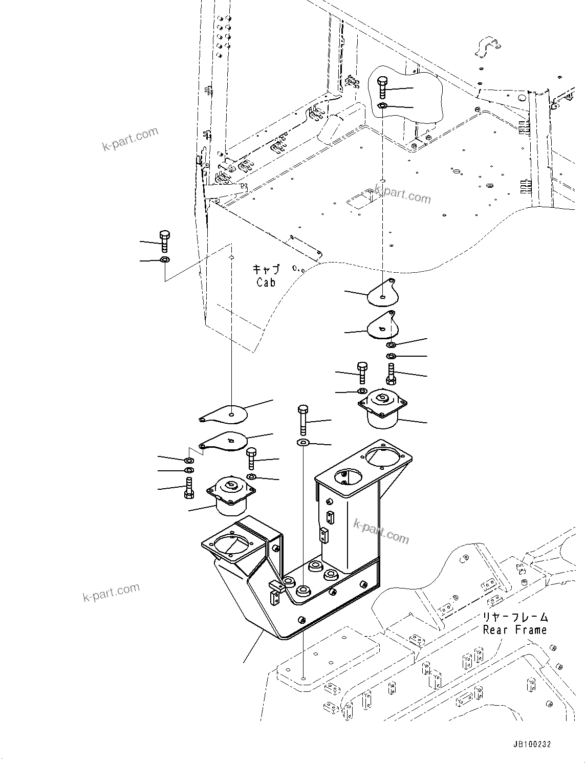 Komatsu parts book diagram for WA800-8E0 S/N 84001-UP: FLOOR SUPPORT, SUPPORT R.H.(#83001-)