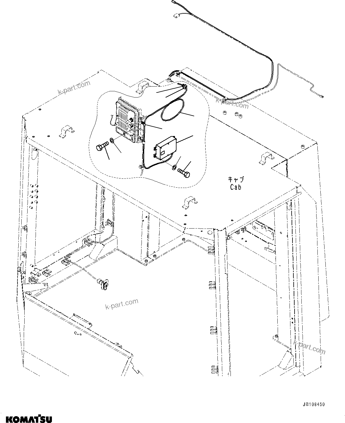 Komatsu parts book diagram for WA800-8E0 S/N 84001-UP: KOMTRAX CONTROLLER AND ANTENNA, KOMTRAX TERMINAL AND ANTENNA(#84001-)