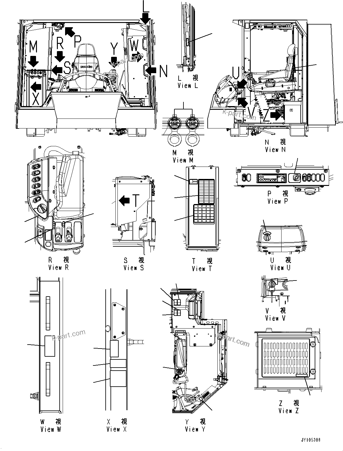 Komatsu parts book diagram for WA800-8E0 S/N 84001-UP: FLOOR DECAL, (#83001-)