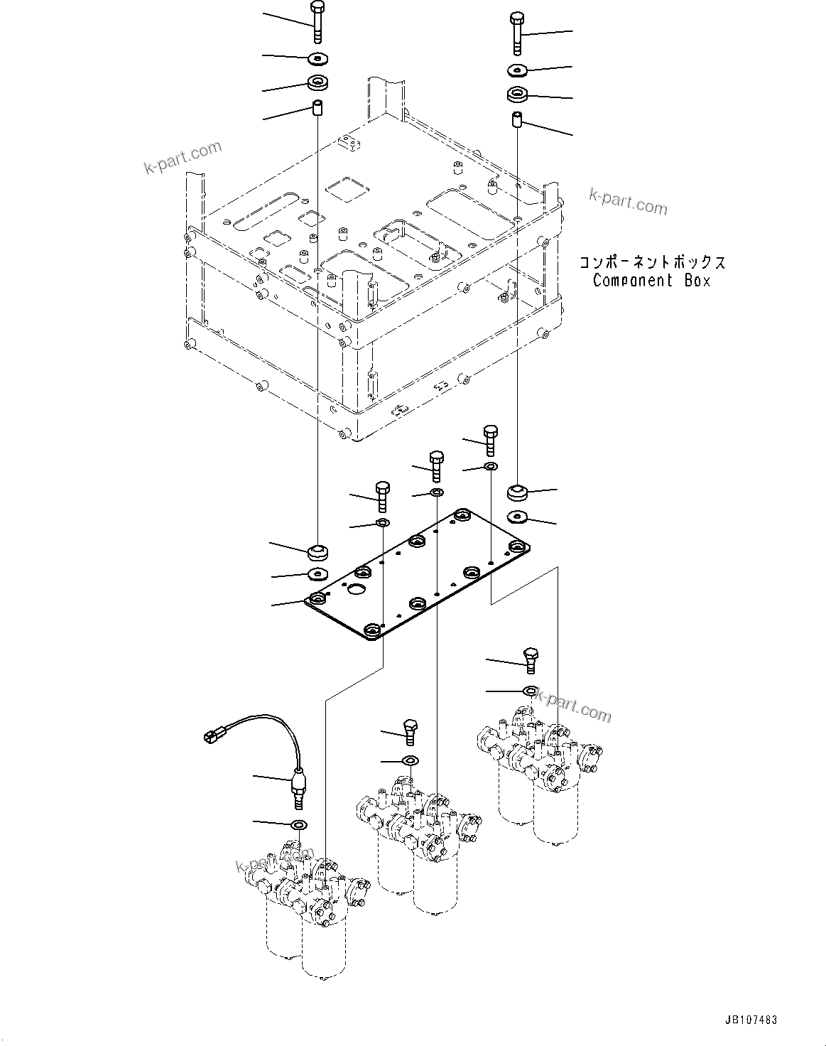 Komatsu parts book diagram for WA800-8E0 S/N 84001-UP: BRAKE CONTROL, OIL FILTER MOUNTING(#83001-)