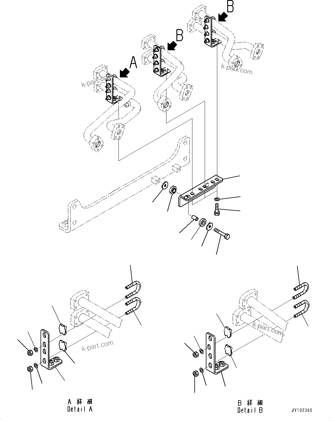 Komatsu parts book diagram for WA800-8E0 S/N 84001-UP: BRAKE CONTROL, PIPING MOUNTING(#83001-)