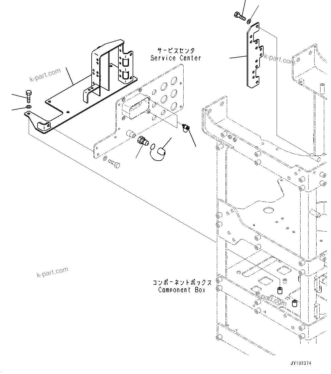 Komatsu parts book diagram for WA800-8E0 S/N 84001-UP: BRAKE CONTROL, SERVICE CENTER (2/2) (WITH AUTO-GREASING SYSTEM)(#83001-)