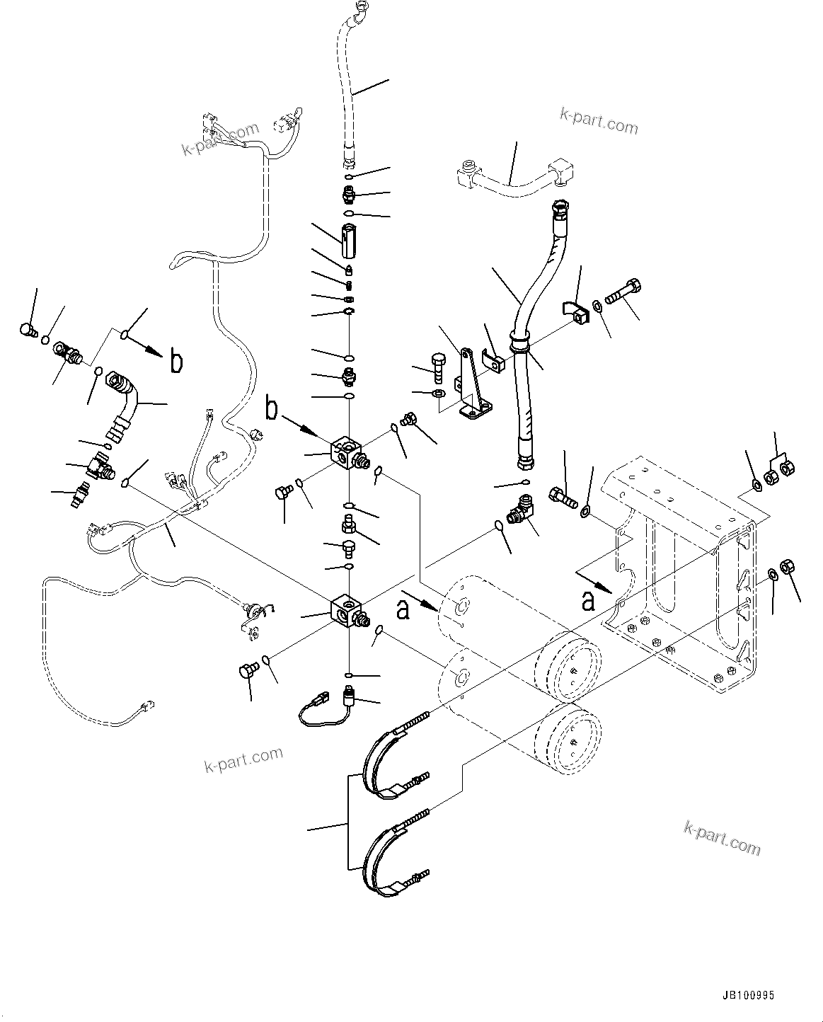 Komatsu parts book diagram for WA800-8E0 S/N 84001-UP: BRAKE CONTROL, ACCUMULATOR MOUNTING(#83001-)