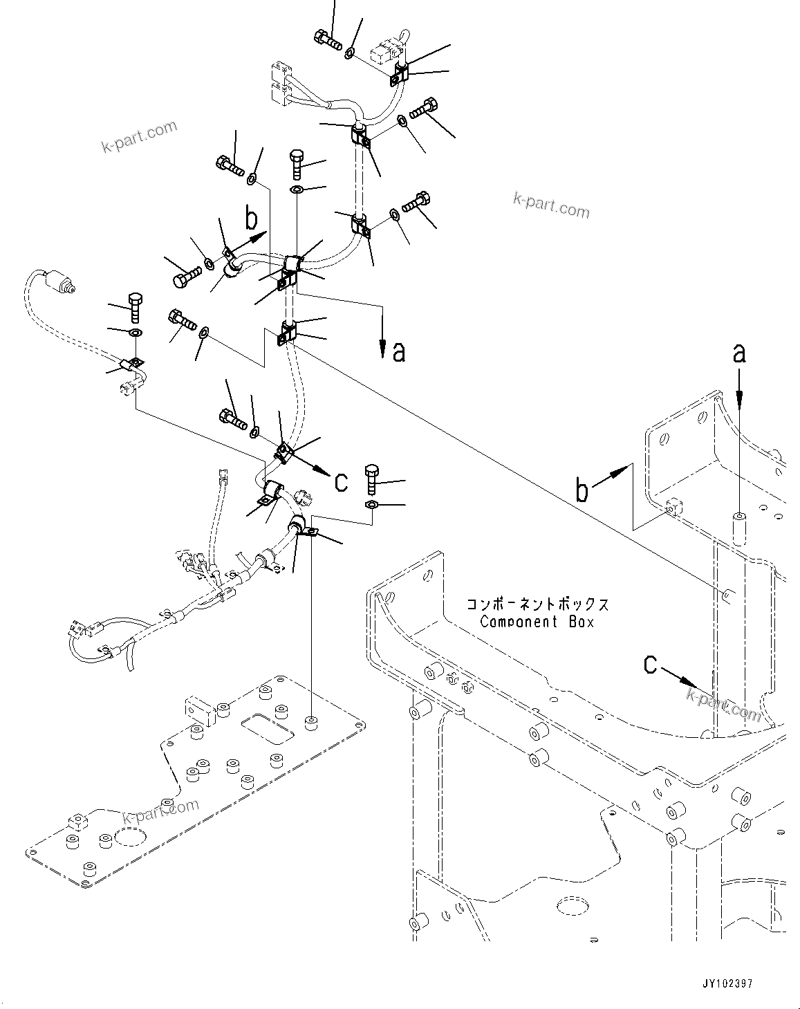 Komatsu parts book diagram for WA800-8E0 S/N 84001-UP: BRAKE CONTROL, WIRING HARNESS MOUNTING (1/3)(#83001-)
