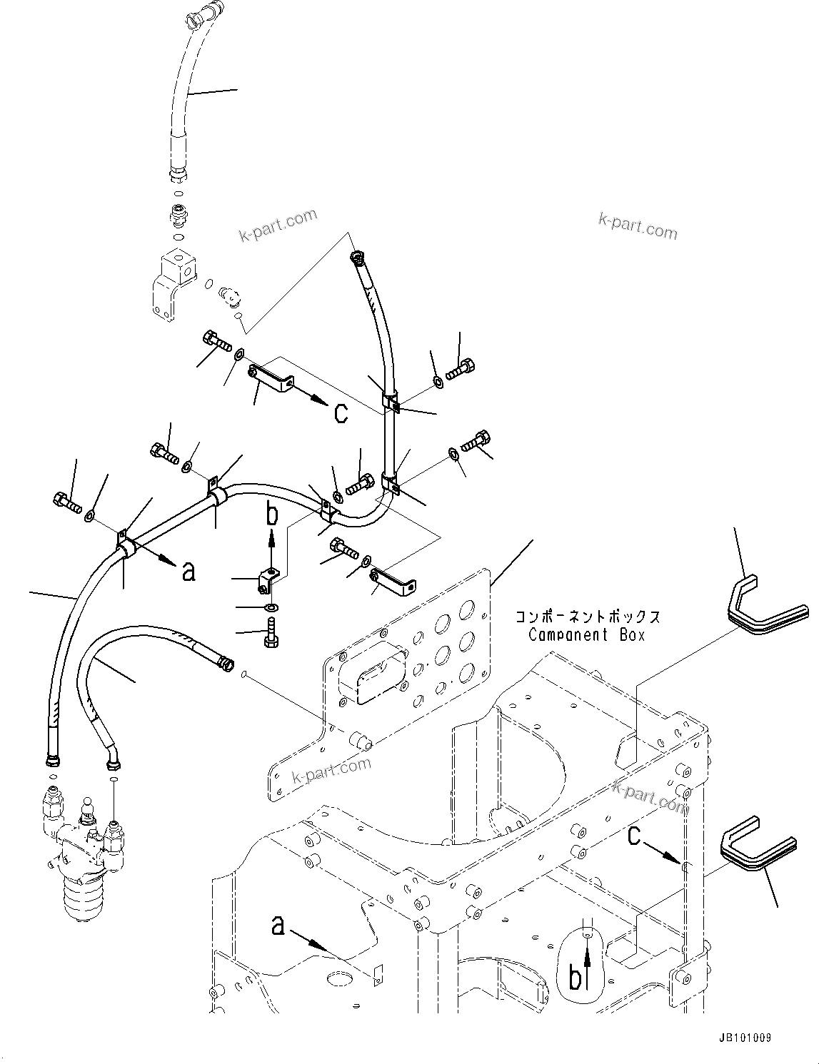 Komatsu parts book diagram for WA800-8E0 S/N 84001-UP: BRAKE CONTROL, REFILL PIPING (WITH AUTO-GREASING SYSTEM)(#83001-)
