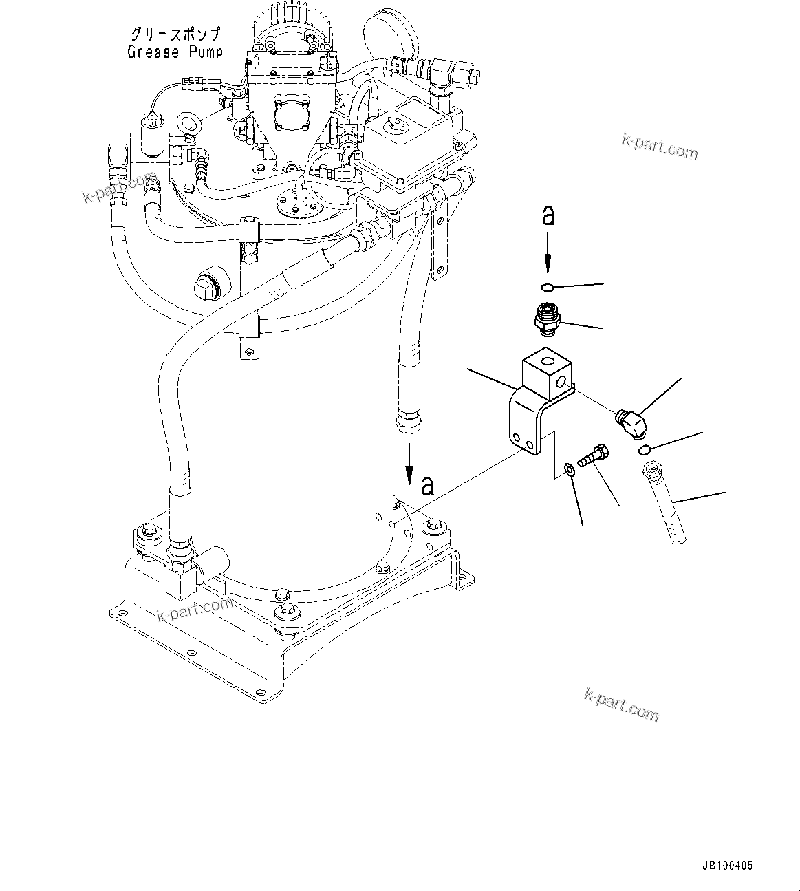 Komatsu parts book diagram for WA800-8E0 S/N 84001-UP: BRAKE CONTROL, GREASE PUMP MOUNTING (2/2) (WITH AUTO-GREASING SYSTEM)(#83001-)