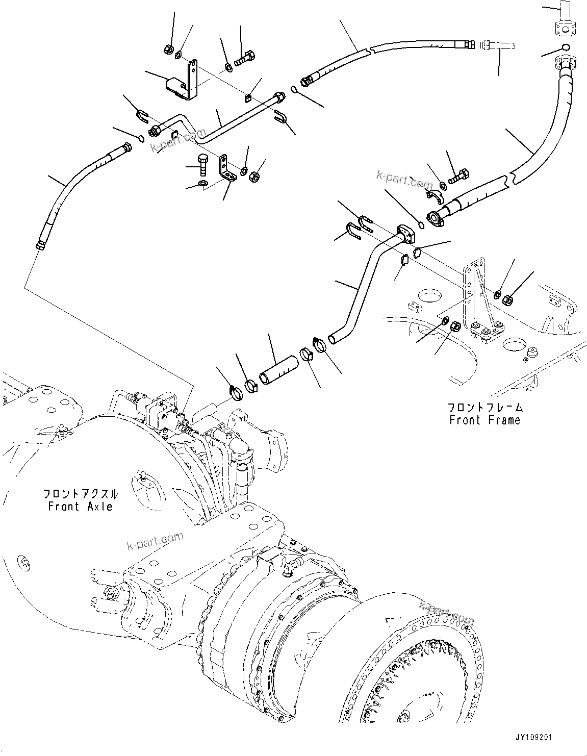 Komatsu parts book diagram for WA800-8E0 S/N 84001-UP: BRAKE PIPING, TUBE (1/2)(#83001-)